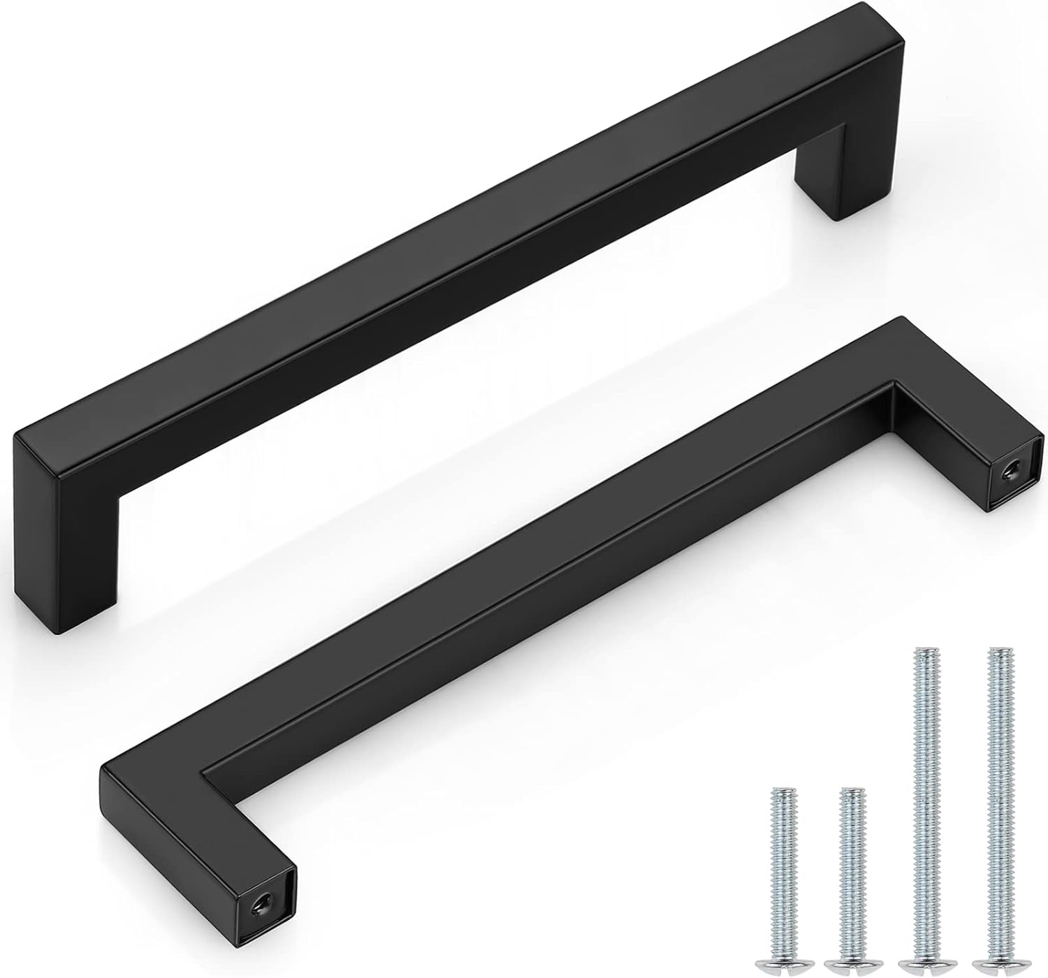 Probrico 30 Pack 6-3/10" Hole Centers Cabinet Pulls Black Drawer Handles - Kitchen Cabinet Handles Modern Suqare Bar Pulls Stainless Steel Cabinet Hardware for Dresser Bathroom Bedroom