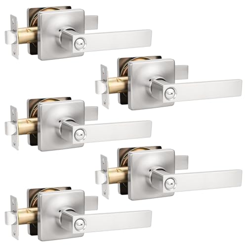GOBEKOR 5 Pack Brushed Nickel Door Handles