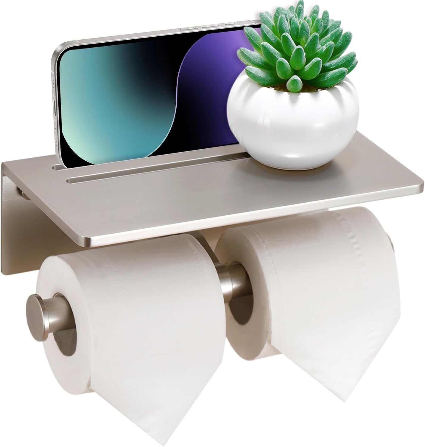 Homely Trove Double Roll Toilet Paper Holder (Brushed Nickel)