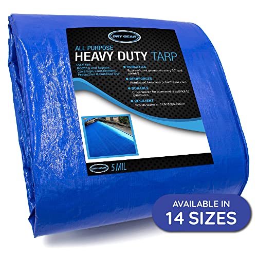 30x50 Blue Waterproof Tarp  Heavy Duty 5 MIL Thick Outdoor Tarpaulin Cover - Multi Purpose Protection for Camping, Tent, Roof, Patio, Pool, Floor, Furniture, Boat, Truck Beds, Pack of 1