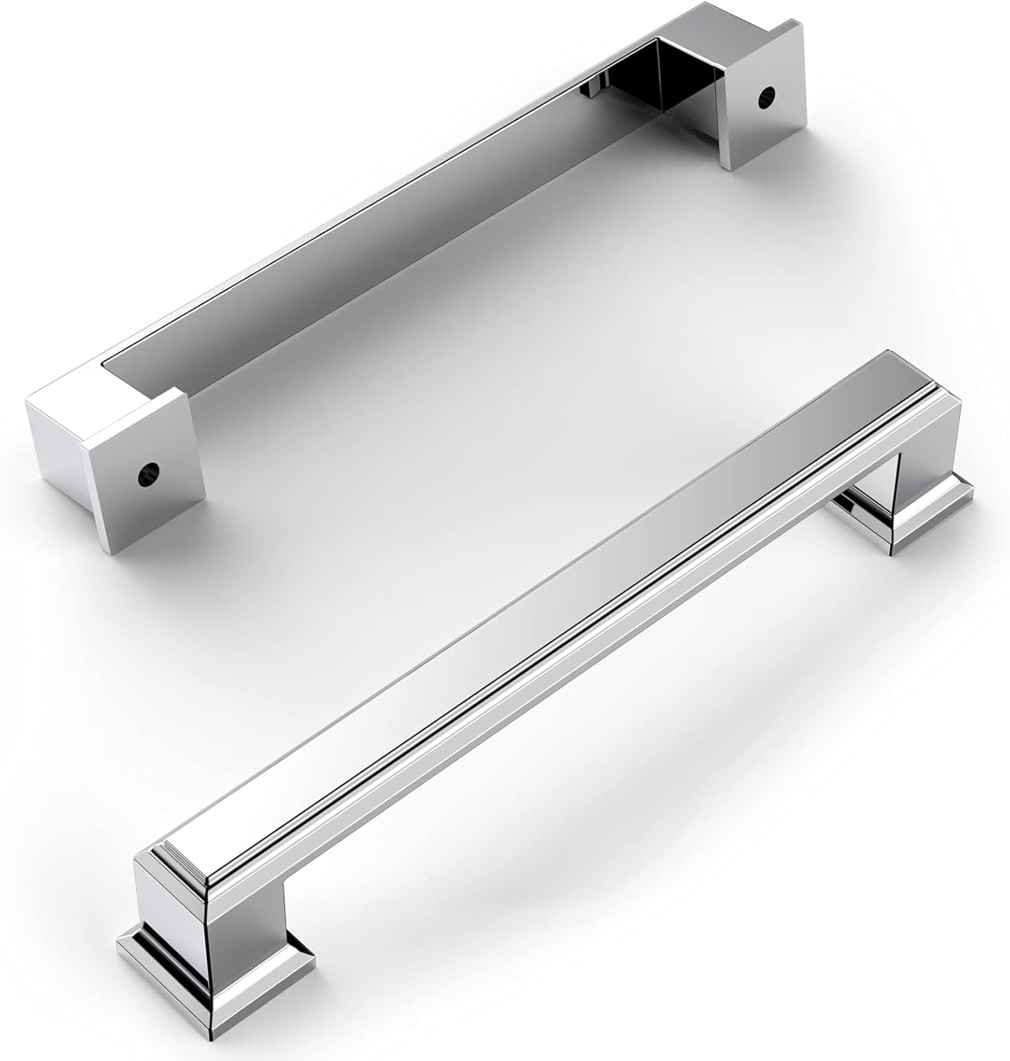 Amerdeco 10 Pack Polished Chrome Cabinet Pulls 5 Inch(128mm) Hole Center Cabinet Hardware Kitchen Cabinet Handles for Bathroom Drawer Pulls Dresser Pulls ZH0001