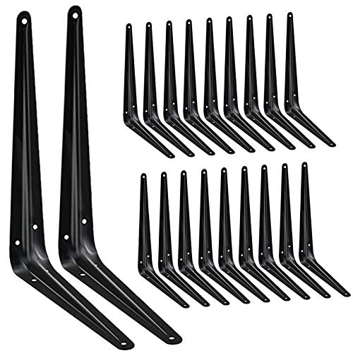 20 Pack Shelf Brackets 12 inches (Black)