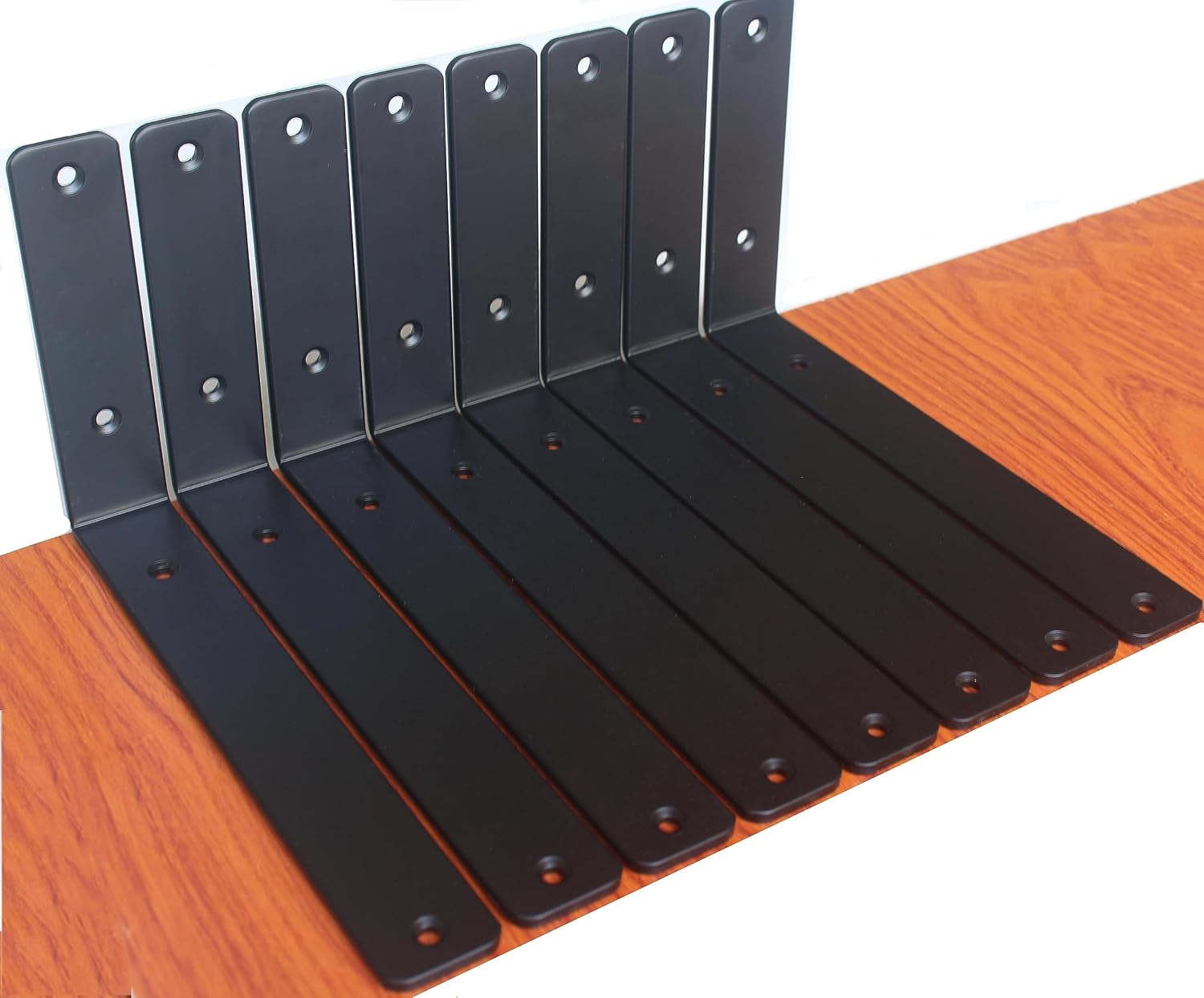 10 Pack - L 10" x H 6" x W1.5, 5mm Thick Black L Shelf Bracket, Iron Shelf Brackets, Metal Shelf Brackets, Floating Shelf, Shelf Supports with Screws