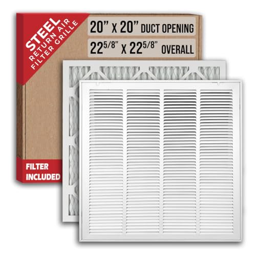 Fits 20x20 Duct Opening | Filter Included Steel Return Air Filter Grille