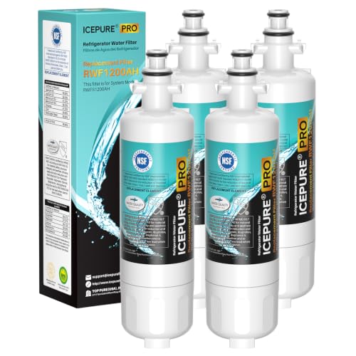 ICEPURE PRO ADQ36006101 NSF/ANSI 401 Certified Replacement for LG LT700P Kenmore Elite 46-9690 ADQ36006102 HDX FML-3 LFX28968S LFXS29626S RWF1200A Refrigerator Water Filter,4 PACK