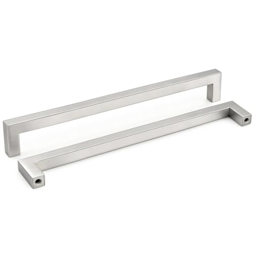 homdiy 45 Pack 10 Inch Brushed Nickel Drawer Pulls Stainless Steel Kitchen Cabinet Handles Modern Square Bar Hardware for Cupboard Doors