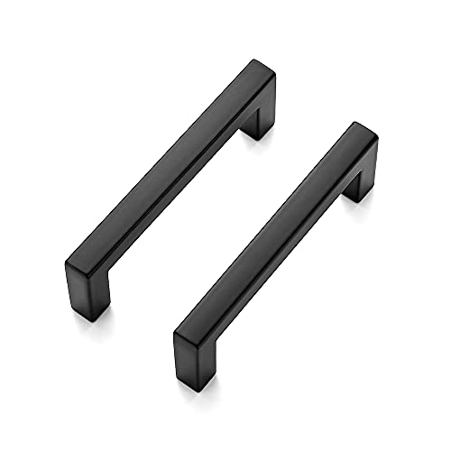 Ravinte Kitchen Cabinet Hardware 55 Pack Matte Black Square Bar Drawer Handles 3-inch Center to Center Solid Slim Black Pulls