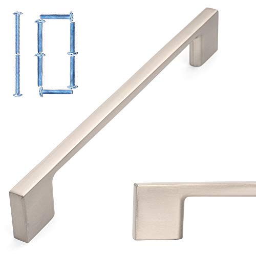 KOOFIZO 10 Pack 6-1/4 Inch Brushed Nickel Kitchen Cabinet Pulls Stain Nickel Cabinet Handles Silver Cabinet Hardware for Kitchen Cabinets Drawer P01 Dresser Cupboard Bedroom Bathroom
