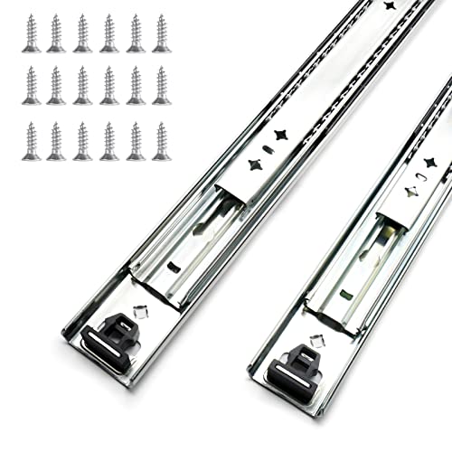 1 Pair 22 Inch 260 Lb Capacity Heavy Duty Drawer Slides(with Stainless Screws),Side Mount Undermount Full Extension 3 Fold Ball Bearing Stainless Steel Hardware Drawer Rails