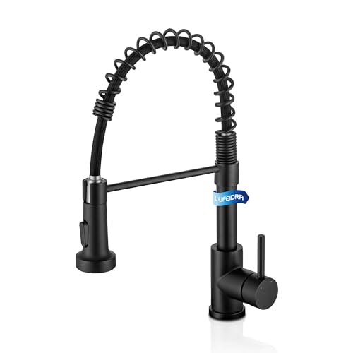 LUFEIDRA Black Kitchen Faucets with Pull Down Sprayer