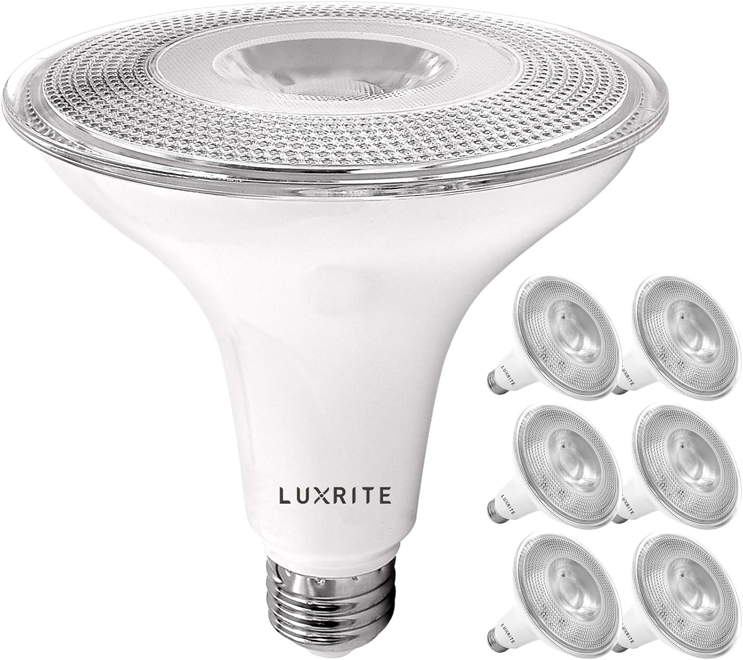 LUXRITE 6 Pack PAR38 LED Outdoor Flood Light Bulbs, 120W Equivalent, 1250 Lumens, 3500K Natural White, 15W Dimmable, Indoor Outdoor Spotlight Bulb, Wet Rated, E26 Standard Base, UL Listed