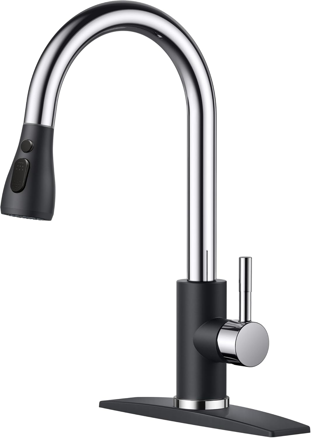 FORIOUS Pull Down Kitchen Faucet (Black Chrome)