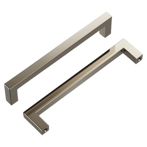 Hickory Hardware 10 Pack Solid Core Kitchen Cabinet Pulls, Luxury Cabinet Handles, Hardware for Doors & Dresser Drawers, 5-1/16 Inch (128mm) Hole Center, Polished Nickel, Skylight Collection