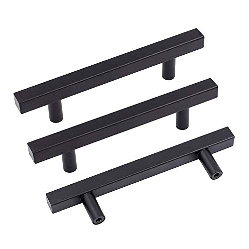 goldenwarm 30Pack Matte Black Cabinet Pulls Kitchen Cabinet Handles for Cupboard Black Drawer Pulls Square Bar Handles for Bathroom Modern Dresser Door Hardware 5in Hole Centers