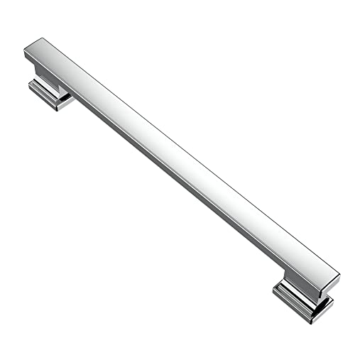 Alzassbg 10 Pack Polished Chrome Cabinet Pulls, 7 Inch(177.8mm) Hole Centers Kitchen Cabinet Handles for Cabinets and Drawers AL3061CP