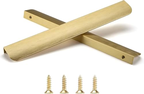 Satanga Brushed Brass Edge Finger Tab Pull 11.81"