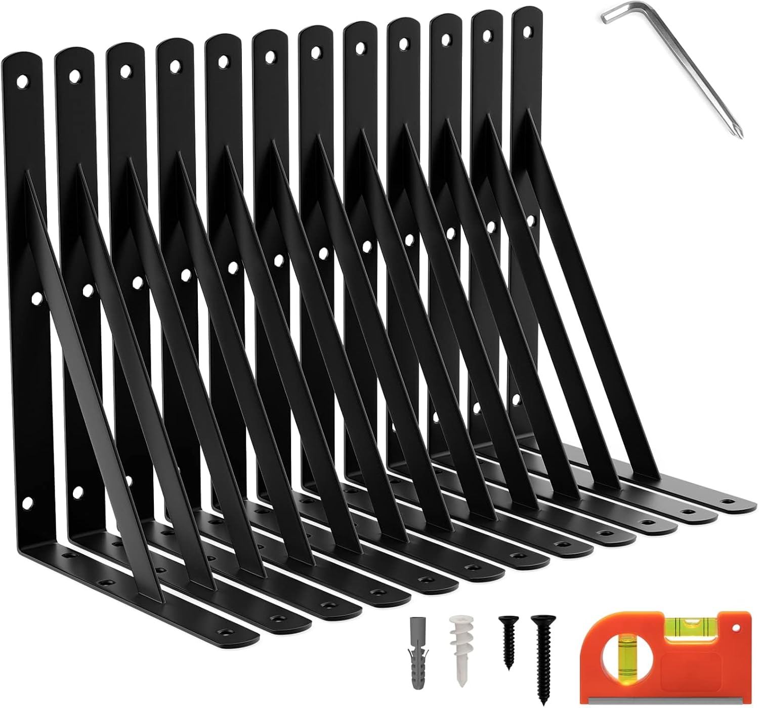 LEOPO 12-Pack 11 Inch Heavy Duty Shelf Brackets