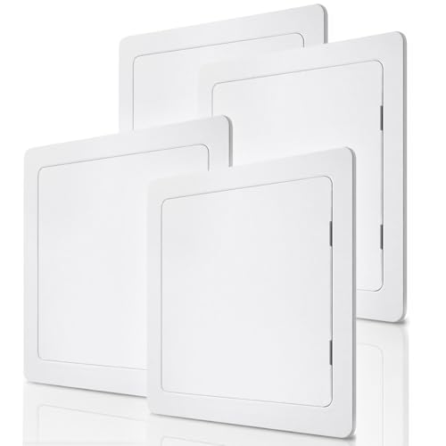 Morvat Access Panel 12x12 Inch for Drywall & Ceiling with Door, Heavy-Duty Durable ABS Plastic & Easy Install Access Box, Wall Hole Cover Plate for Plumbing & Electrical Cables & Wiring, White, 4 Pack