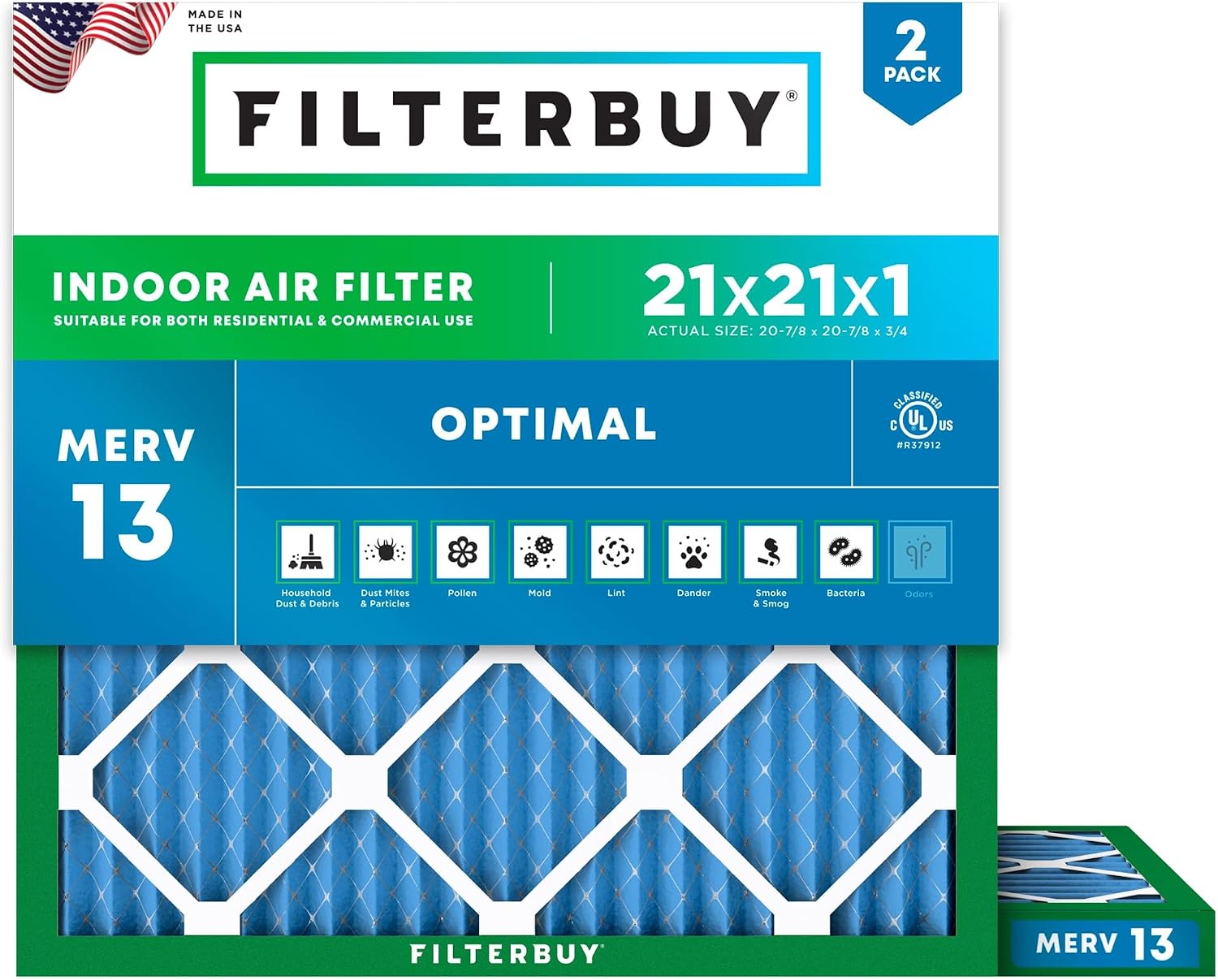 Filterbuy 21x21x1 MERV 13