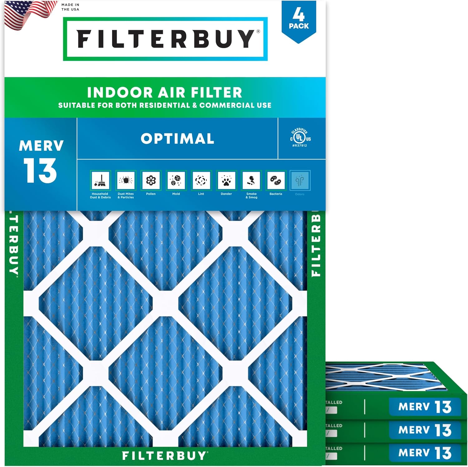 Filterbuy 16x22x1 MERV 13 (4-Pack)