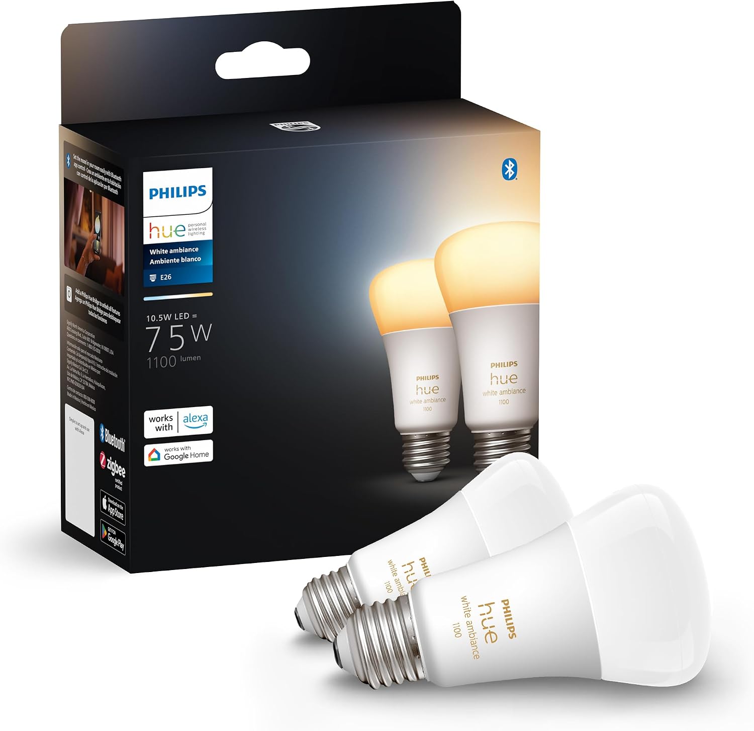 Philips Hue A19 LED Smart Light Bulbs - 2 Pack