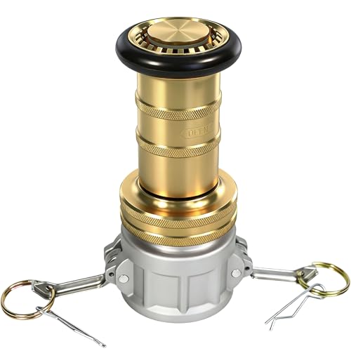 2" NPSH Aluminum Camlock Fitting With Brass Fire Hose Nozzle Constant Flow Heavy-Duty Industrial Fog Nozzle