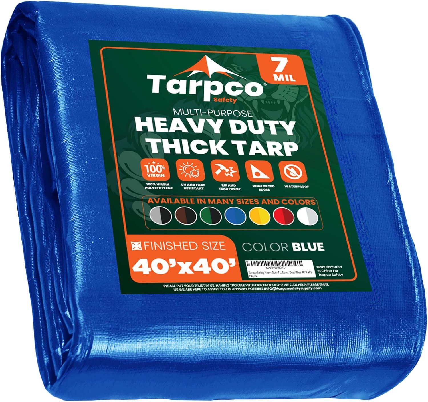 Tarpco Safety Heavy Duty 7 Mil (Blue 40 X 40)