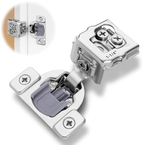 Decobasics 50 Pack Soft Close Cabinet Hinges 1-1/4" Overlay for Kitchen Cabinet Doors, Slow Self-Closing Concealed Hidden Hinges for Face Frame Stainless Steel, 3-Way Adjustable & Quiet Close Damper