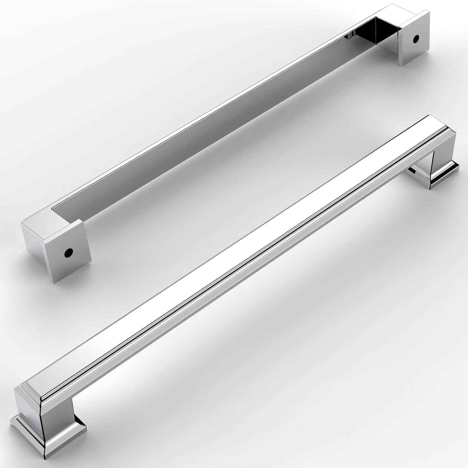 Amerdeco 10 Pack Polished Chrome Cabinet Pulls 7-1/2 Inch(192mm) Hole Center Cabinet Hardware Kitchen Cabinet Handles for Bathroom Drawer Pulls Dresser Pulls ZH0001
