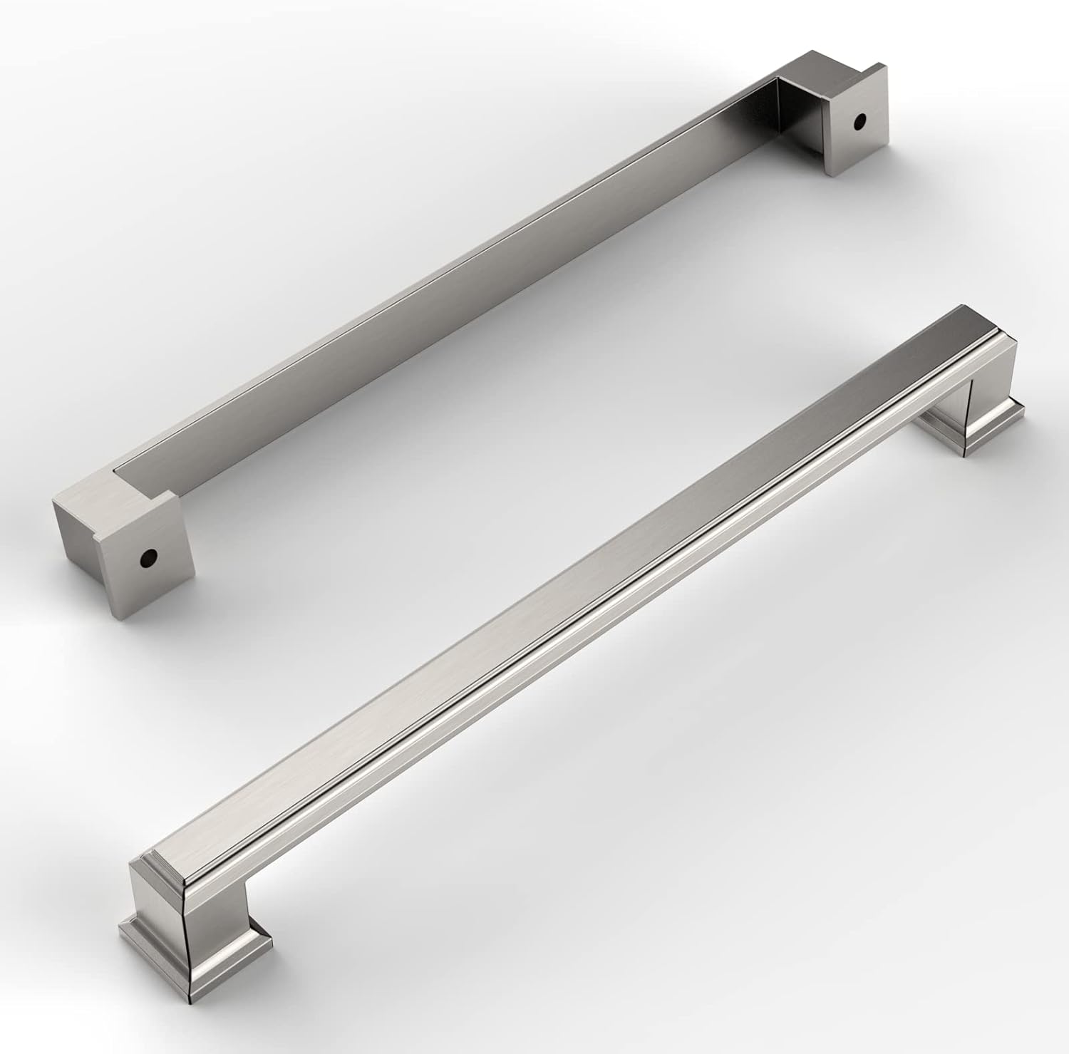 Amerdeco 10 Pack Brushed Satin Nickel Cabinet Hardware - 7-1/2 Inch(192mm) Hole Center Kitchen Handles for Bathroom and Dresser Pulls - ZH0001