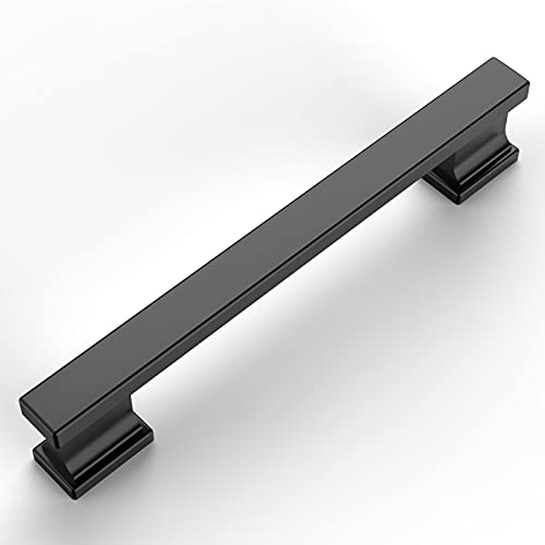 Amerdeco 10 Pack Matte Black Cabinet Pulls 5 Inch(128mm) Hole Centers Kitchen Cabinet Handles