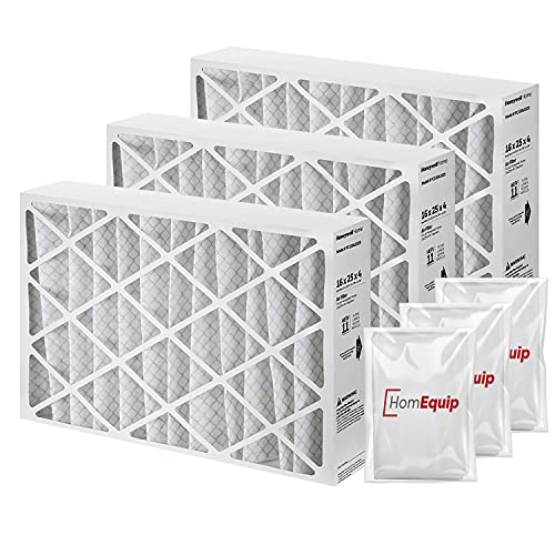 Furnace Filters 16x25x4 - HVAC Air Filter Replacement FC100A1029 Merv 11 with Homequip Easy Disposal Bag (3 Pack)
