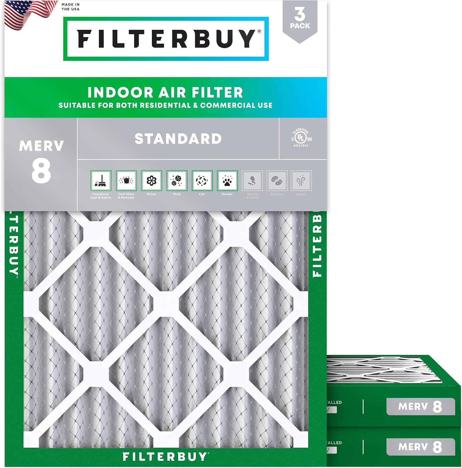 Filterbuy 20x22x2 MERV 8 (3-Pack)