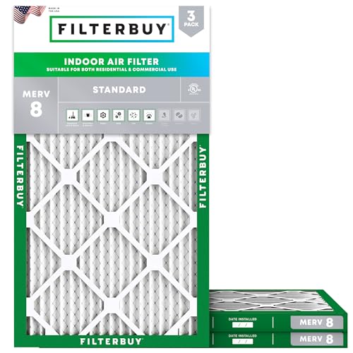 Filterbuy 16x36x1 Air Filter MERV 8 Essential Dust & Allergy Defense (3-Pack), Electrostatic Pleated HVAC AC Furnace Filters Replacement, Made in USA (Actual Size: 15.75 x 35.75 x 0.75)