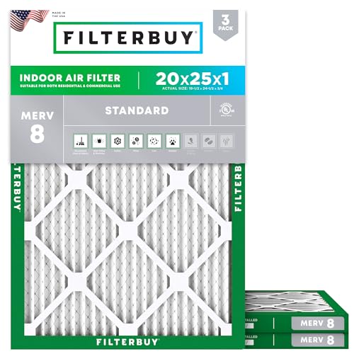 Filterbuy 20x25x1 MERV 8 (3-Pack)