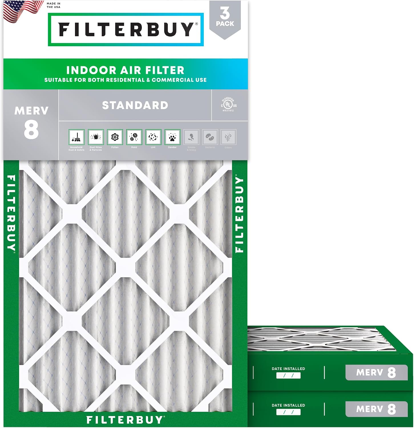 Filterbuy 20x30x2 MERV 8