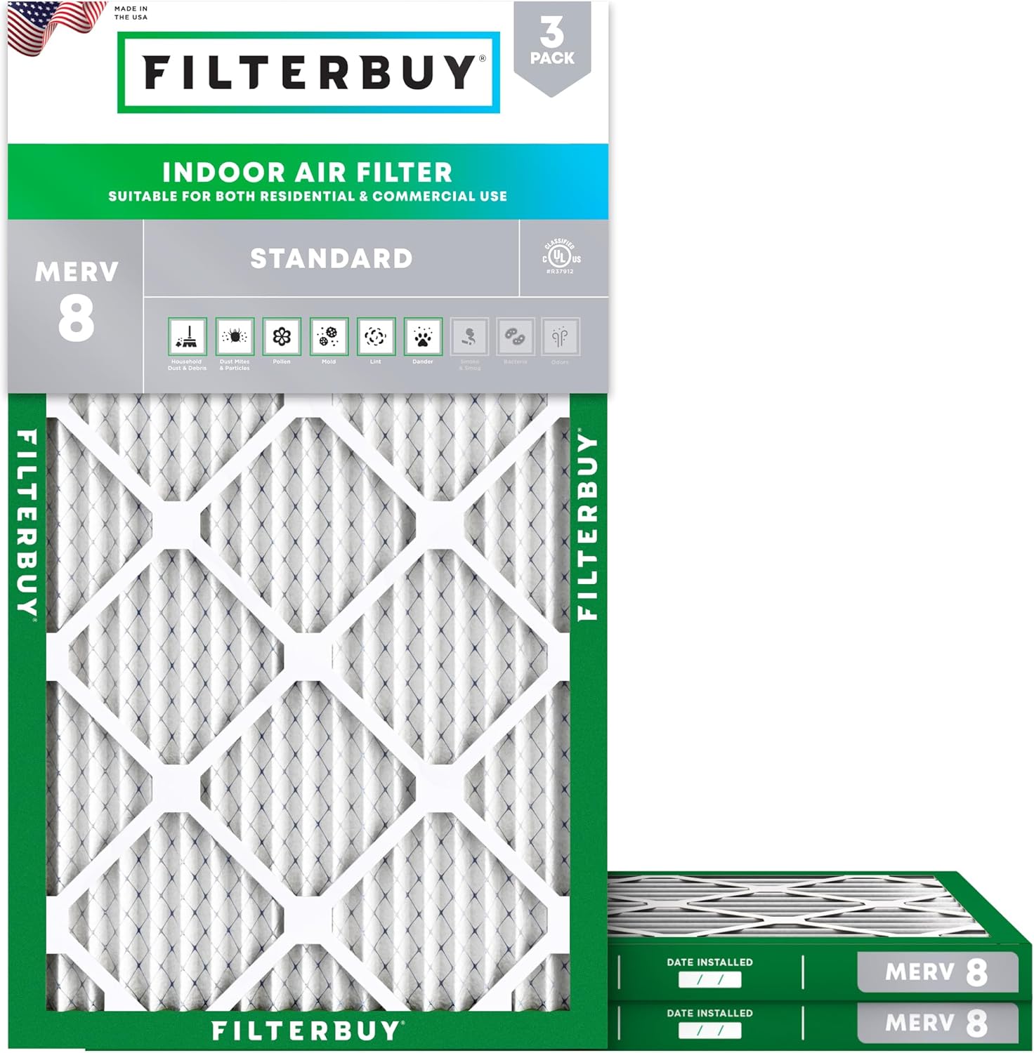 Filterbuy 15x30x1 MERV 8