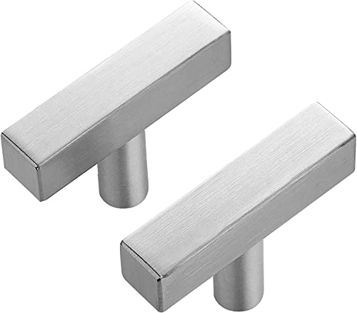 Ravinte 30 Pack Brushed Nickel T Bar Cabinet Knobs 2 Inch Square Drawer Knobs Silver Single Hole Kitchen Cabinet Pulls