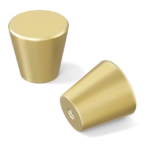 homdiy 50 Pack Gold Knobs Brushed Brass Cabinet Knobs Small Drawer Pulls Round Gold Kitchen Cabinet Hardware