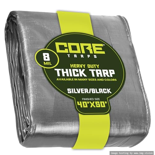 Core Tarps Heavy Duty 8 Mil Tarp (Silver/Black 40 X 50)