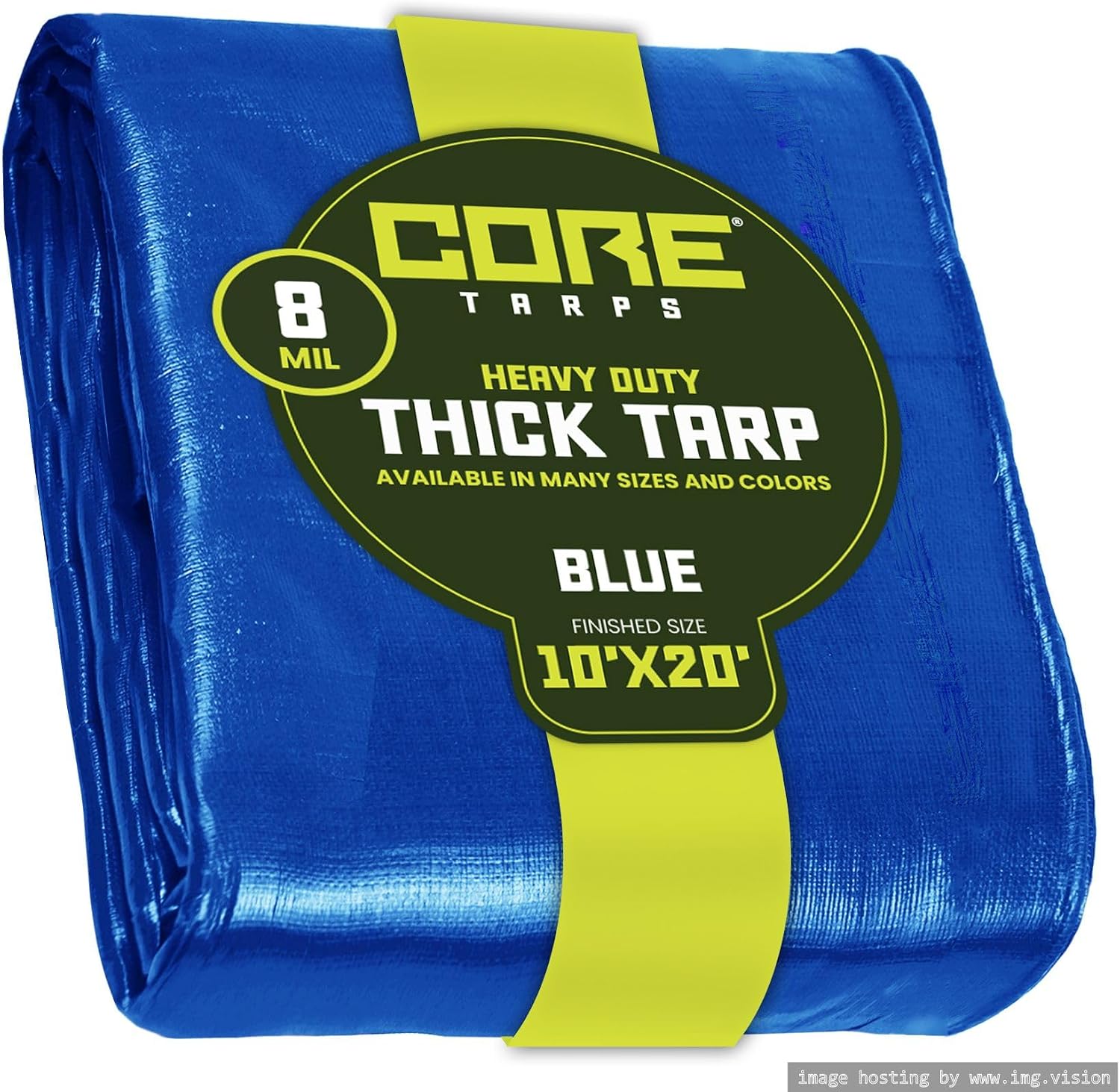 Core Tarps Heavy Duty 8 Mil Tarp Cover, Waterproof, UV Resistant, Rip and Tear Proof, Poly Tarpaulin with Reinforced Edges for Roof, Camping, Patio, Pool, Boat. (Blue 10 X 20)