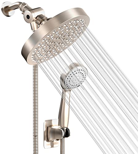 Shower Head With Handheld Combo, 6 Inch High Pressure Rainfall Showerhead With Hand Held 70 Inch Hose for Bath - Adjustable Swivel Shower Head Spray Anti-leak Nozzles - Universal Fit