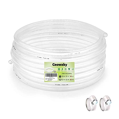 3/4 ID  1 OD - 50 ft Clear Vinyl Tubing Flexible PVC Tube,Lightweight Plastic Tubing,Oil Resistant Hybrid Multipurpose Industrial Vinyl Hose