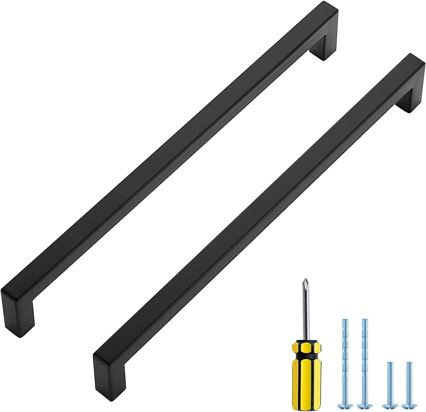 Ravinte 20 Pack Square Cabinet Pulls 10 Inch Black Kitchen Cabinet Handles Matte Black Kitchen Hardware for Cabinet Black Drawer Pulls Black Square Bar Cabinet Pulls Drawer Handles