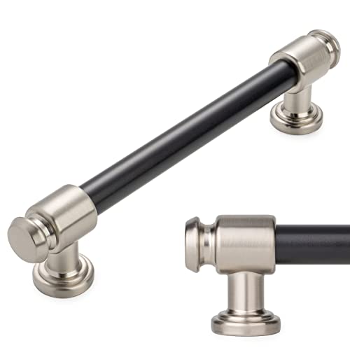 KOOFIZO 10 Pack 5 Inch Black and Nickel Cabinet Pulls Matte Black and Brushed Nickel Cabinet Handles P11 Kitchen Cabinet Hardware for Cabinets Drawer Dresser Cupboard Bedroom, Bathroom