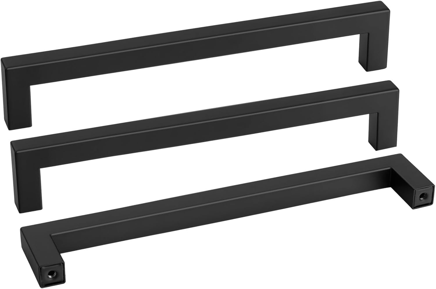 goldenwarm 35 Pack 10 Inch Black Cabinet Handles Matte Black Drawer Pulls Stainless Steel Cabinets Hardware Square Bar Modern for Kitchen Bathroom Cupboard