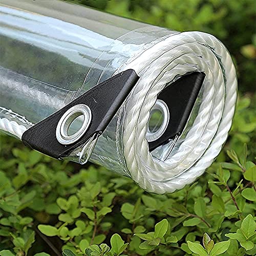 Clear Vinyl Tarp - 0.35mm Clear PVC Tarp, with Grommets and Tying Rope - Duty Heavy Tear Resistant Cover for Camping, Plants Greenhouse, Cars, Patio and Pavilion (7' x 10')