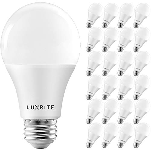 LUXRITE A19 LED Light Bulbs 100 Watt Equivalent Dimmable, 3500K Natural White, 1600 Lumens, Enclosed Fixture Rated, Standard LED Bulbs 15W, Energy Star, E26 Medium Base - Indoor and Outdoor (24 Pack)