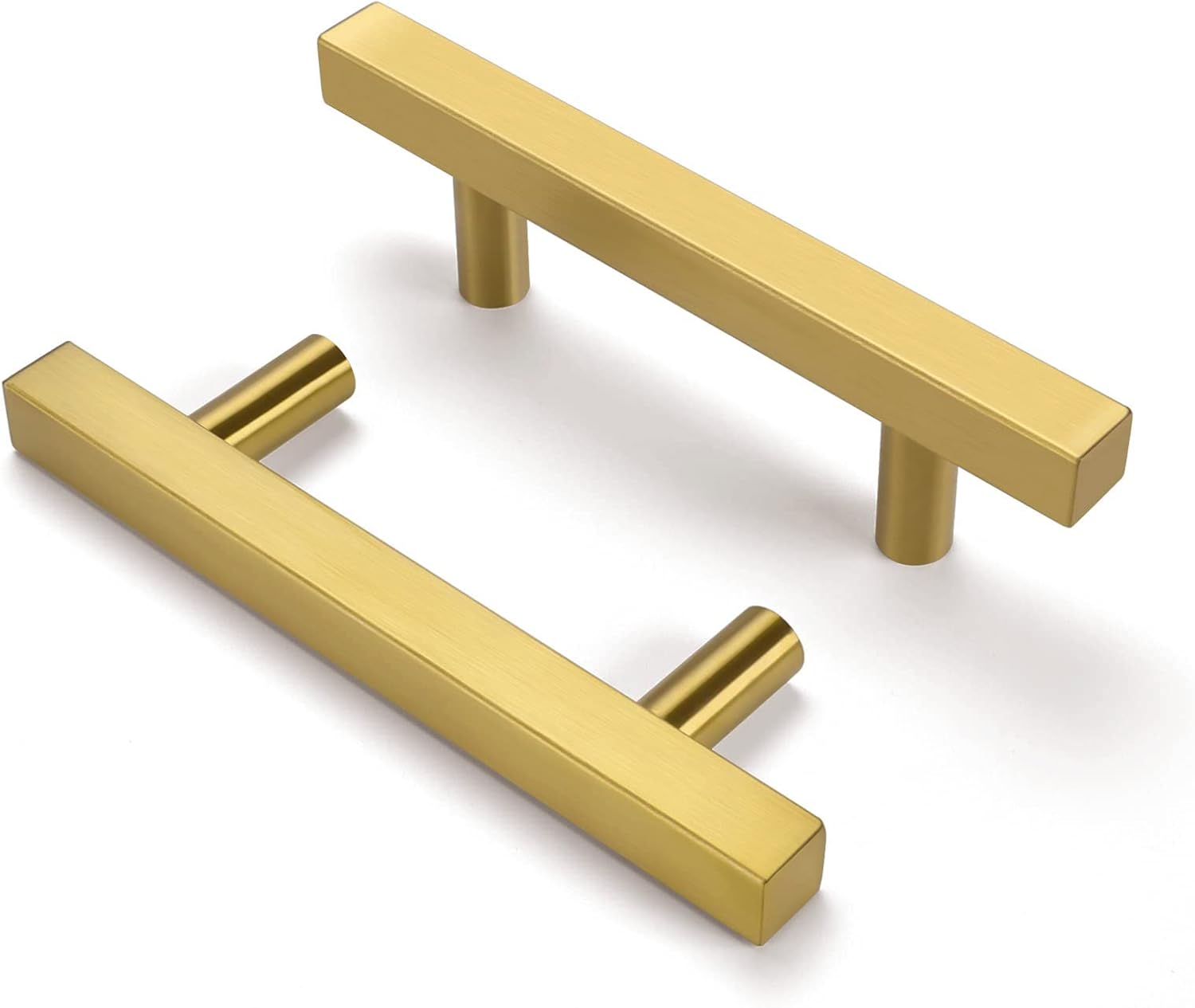 goldenwarm 12 Pack 3in Cabinet Handles Brushed Gold Drawer Pulls Brass, Kitchen Cabinet Handles Modern Hardware 76mm Hole Centers Pulls for Dresser Drawers, 128mm Overall Length