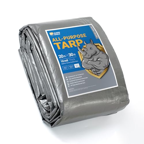 GUARD SHIELD Heavy Duty Tarp 20x30 Feet Silver/Black Multi Purpose Thick Waterproof Poly Tarp Cover 10mil